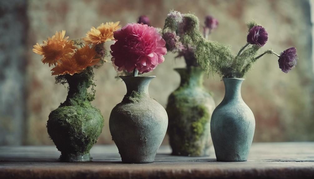 aging vases with patina