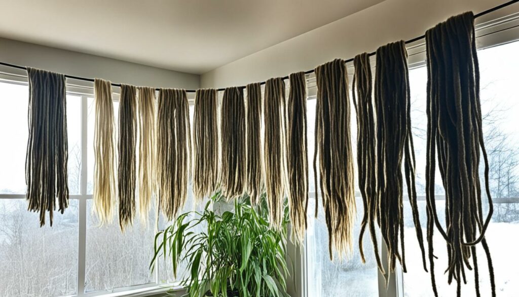 air drying wool dreads