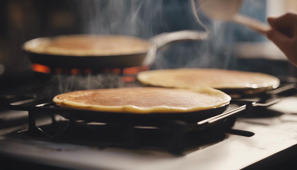 cooking pancakes on stove