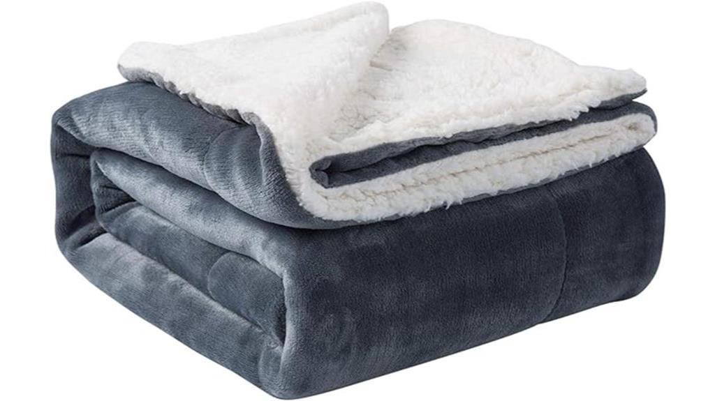 cozy grey sherpa blanket