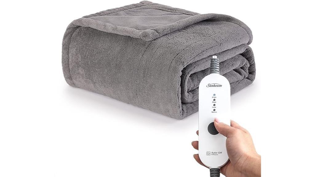 cozy heated grey blanket