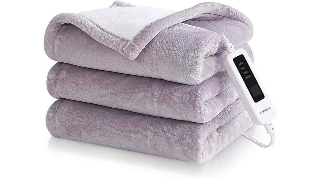 cozy purple heated blanket
