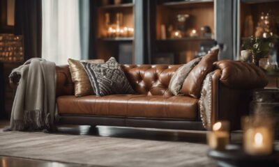 decorating a leather couch