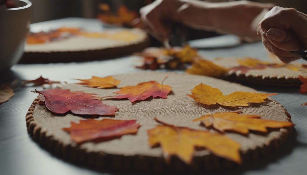 decorating cake with leaves