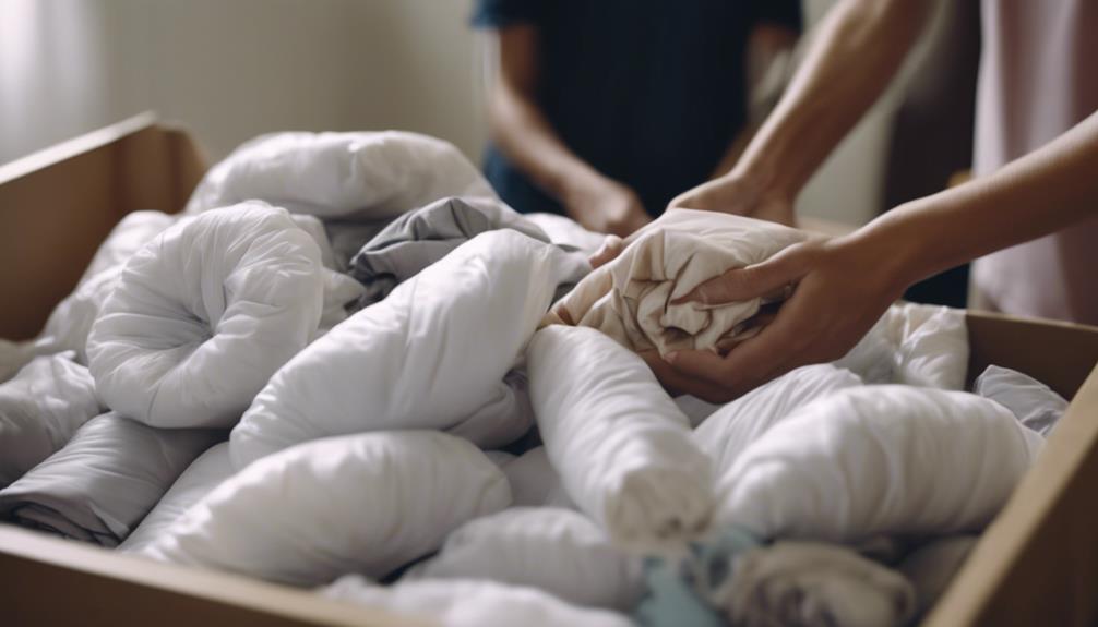donating cozy down comforters