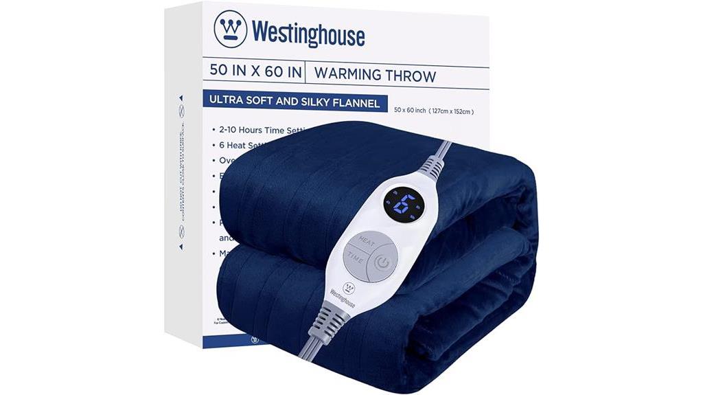 electric heated navy throw