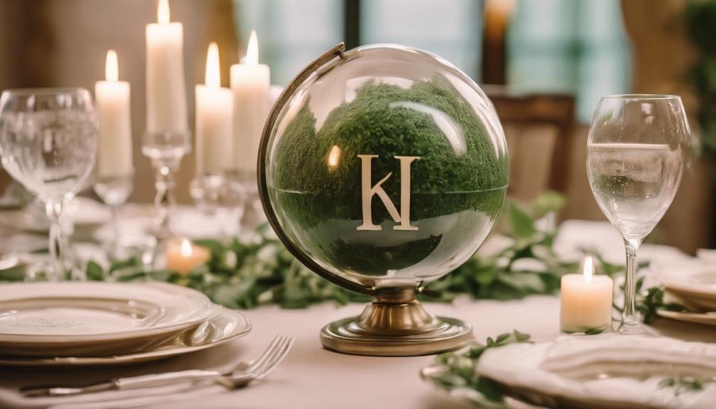 elegant table decorations with monogrammed glass globes