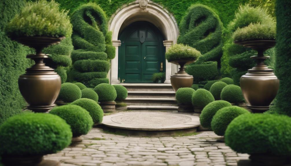 elegant topiary garden entrance