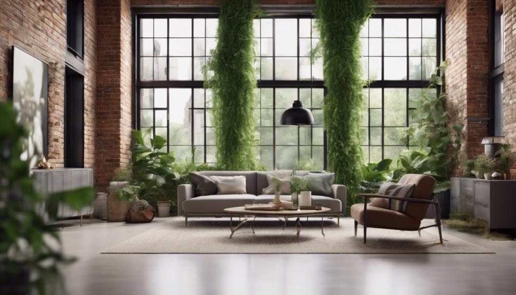 greenery accents brick wall