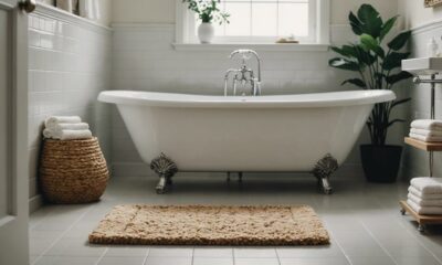 luxurious bathroom with bath mats