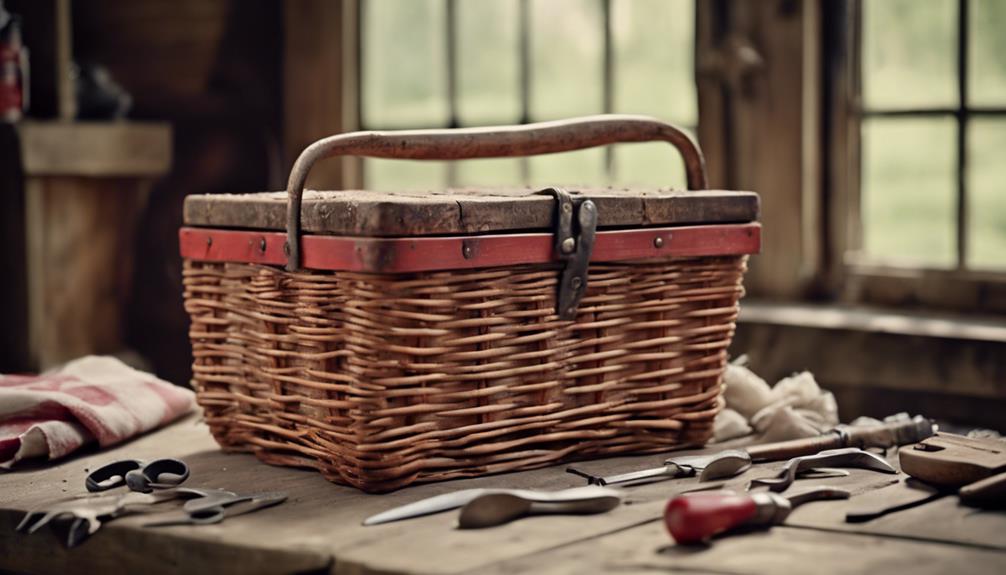 prepare vintage picnic basket