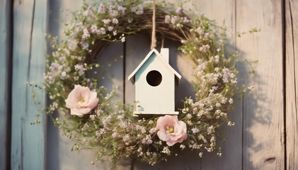 spring wreath with birdhouse