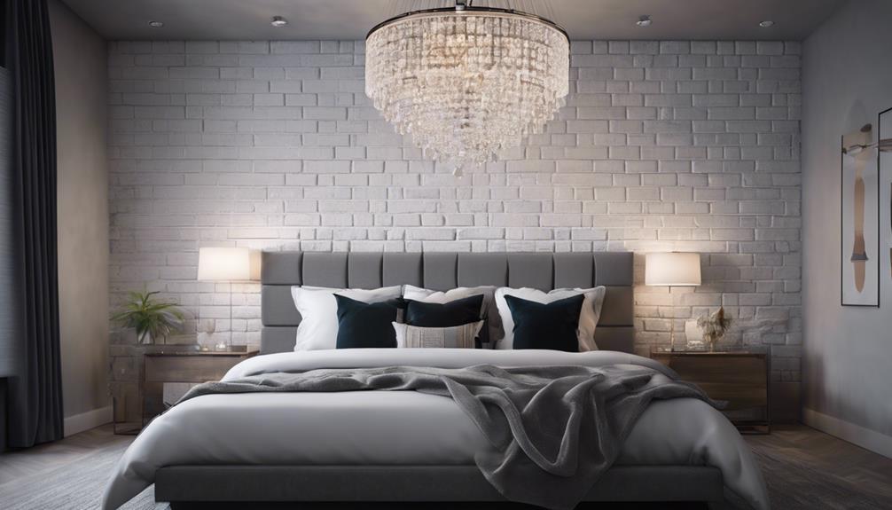 stylish bedroom with brick