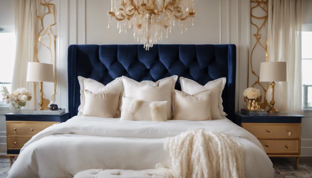 stylish navy bedroom decor