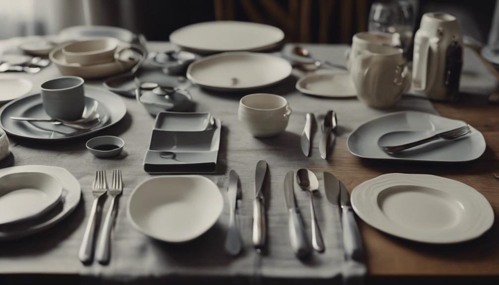 tableware includes plates cutlery and glasses