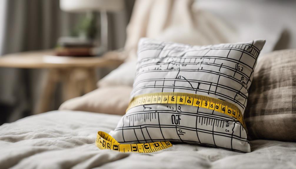 textile measurement for square cushions