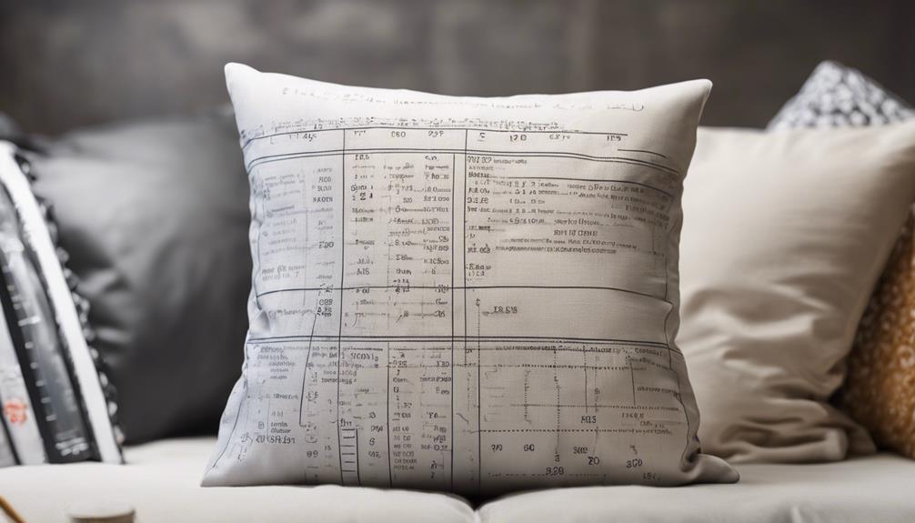 textile measurements for pillow
