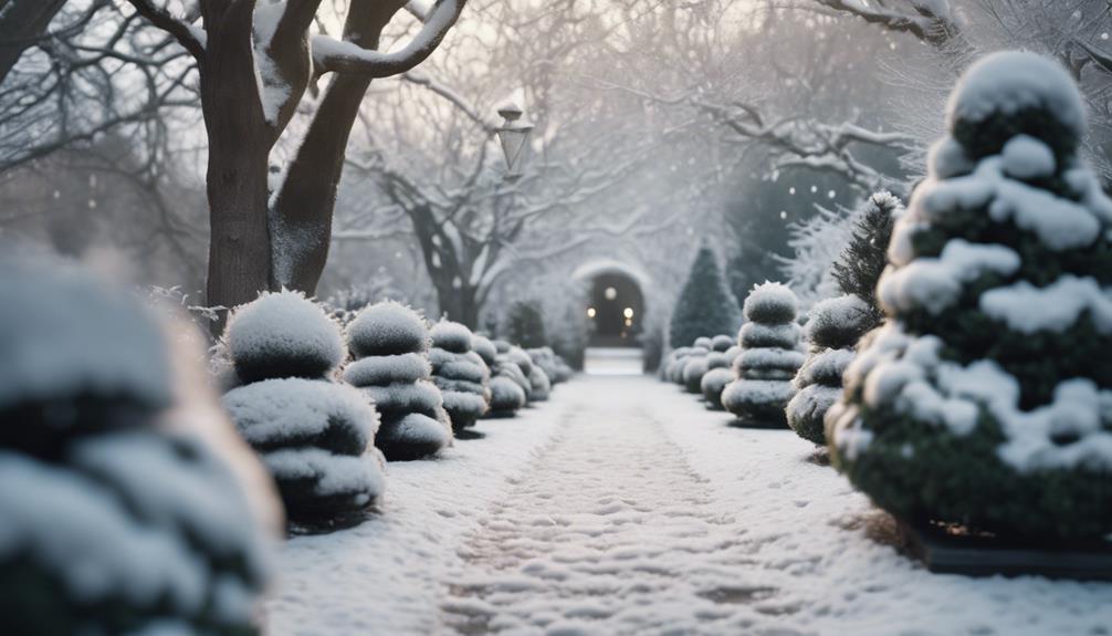 topiary in winter garden