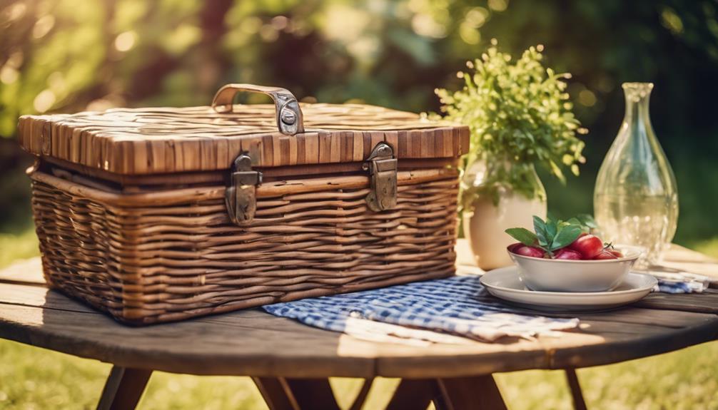 vintage picnic basket repurposed