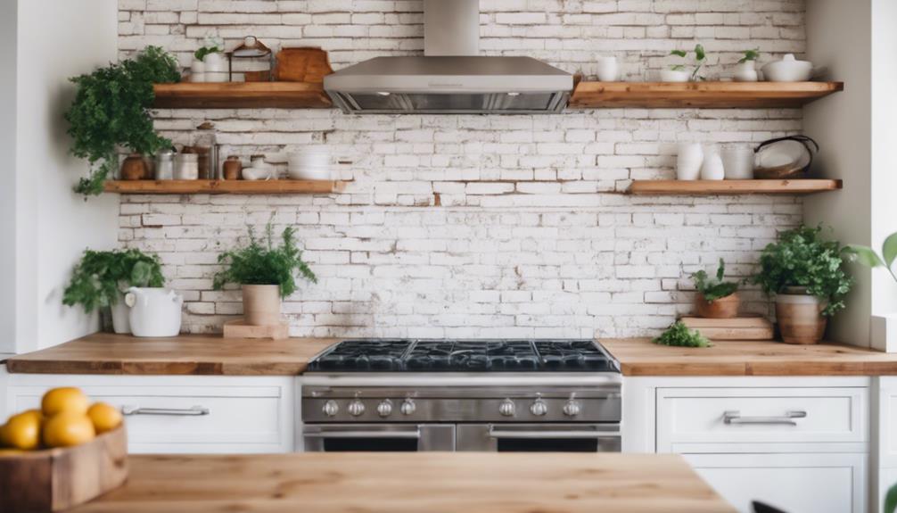 whitewashed brick kitchen design