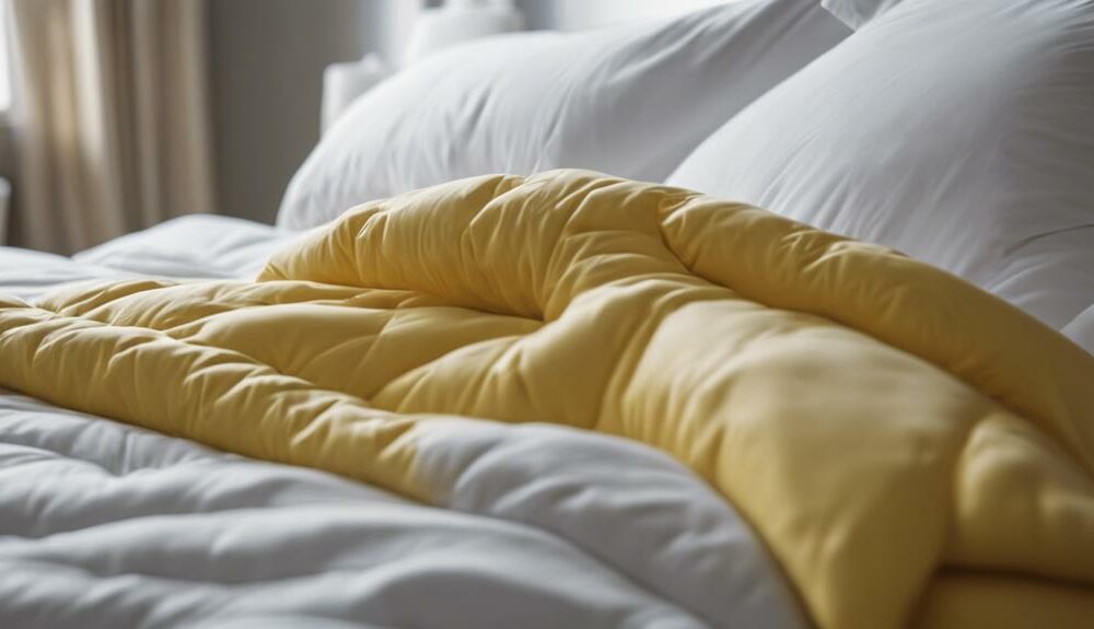 yellowing down comforter problem