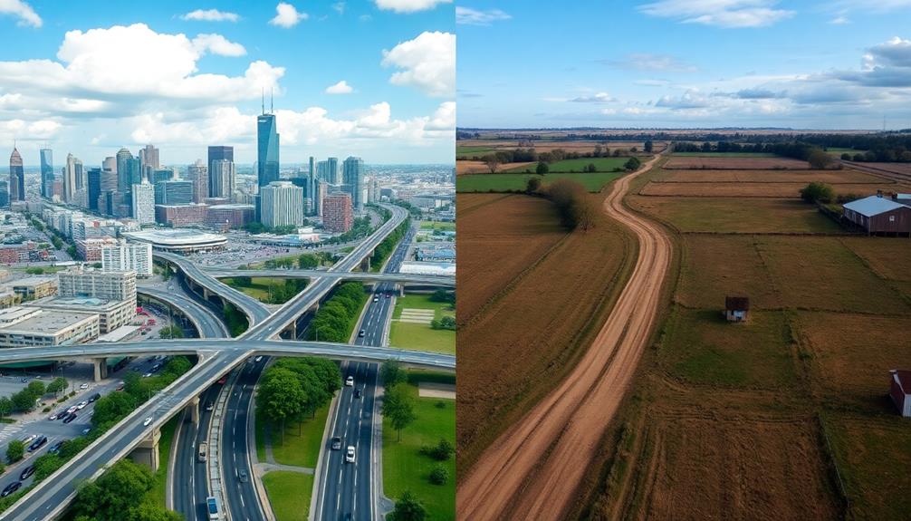 urban rural infrastructure comparison