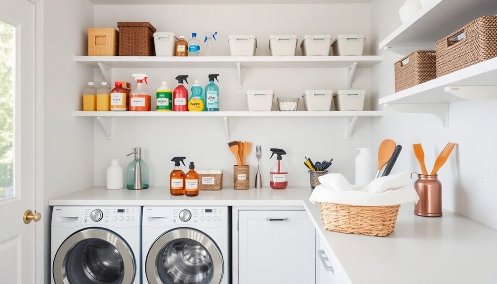 neatly arranged cleaning products