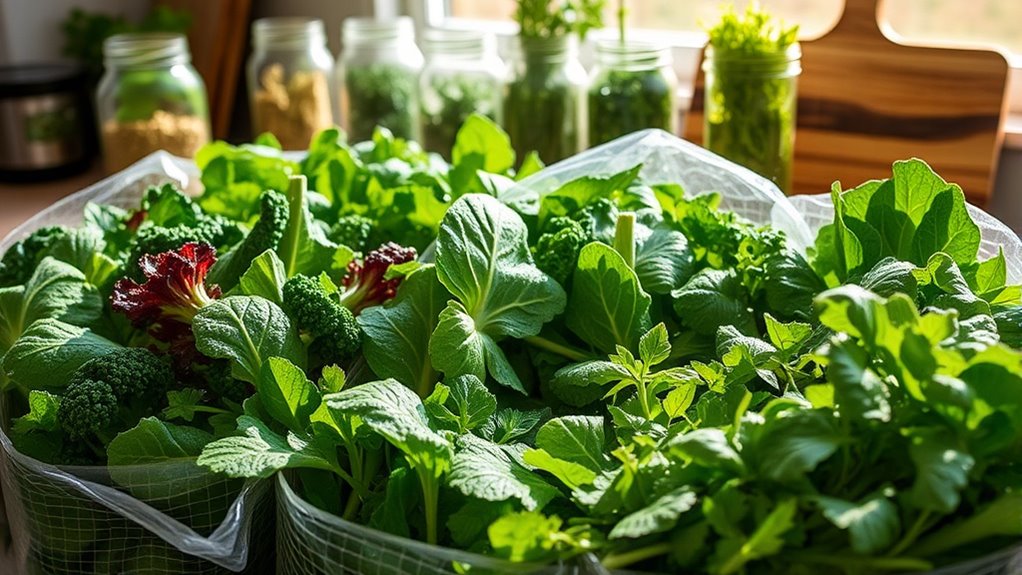 reorganize and store greens