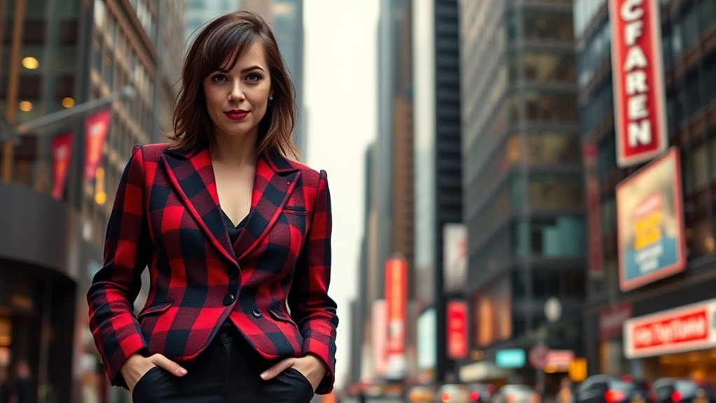 aubrey plaza s plaid fashion