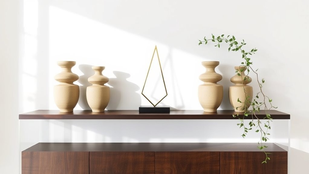 balanced decorative shelf arrangement