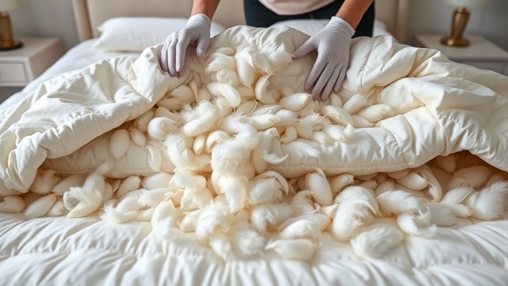 evenly distribute feather filling