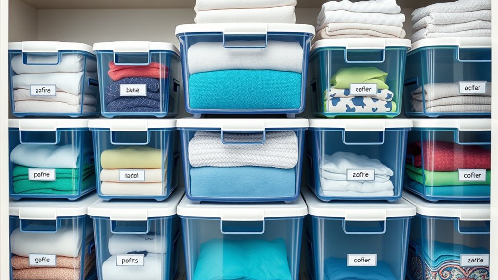 organized storage bins with lids