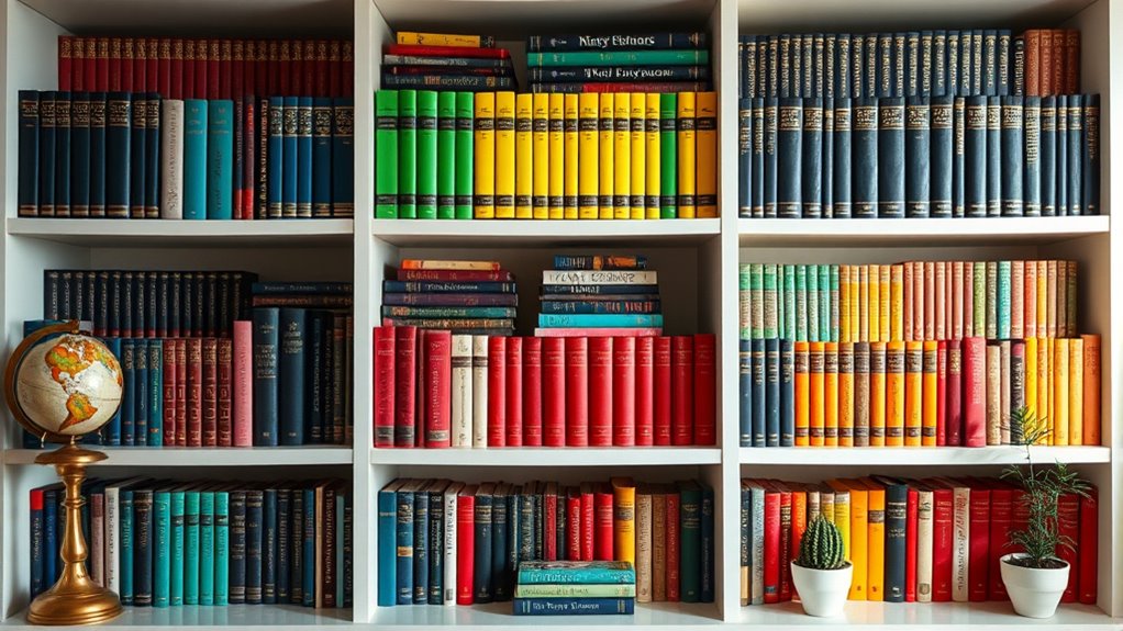 color coordinated themed book displays