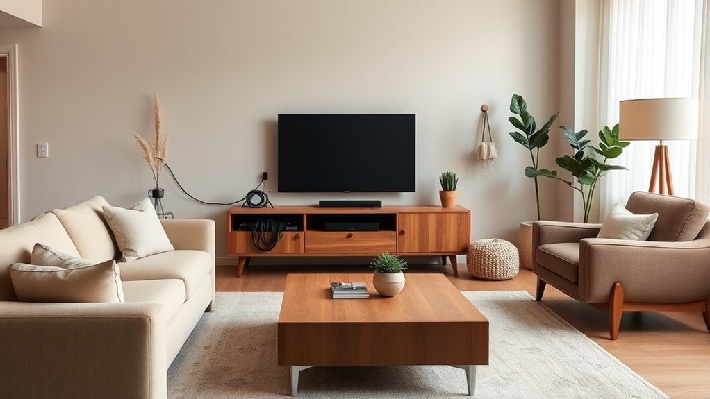 conceal wires with furniture