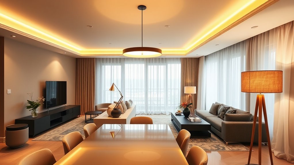 layered ambient living lighting