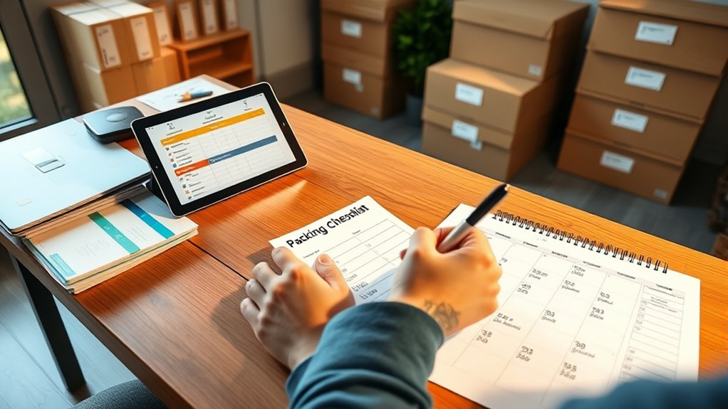 organized packing with deadlines