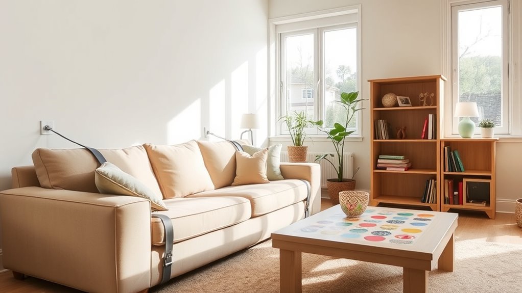 secure furniture to wall