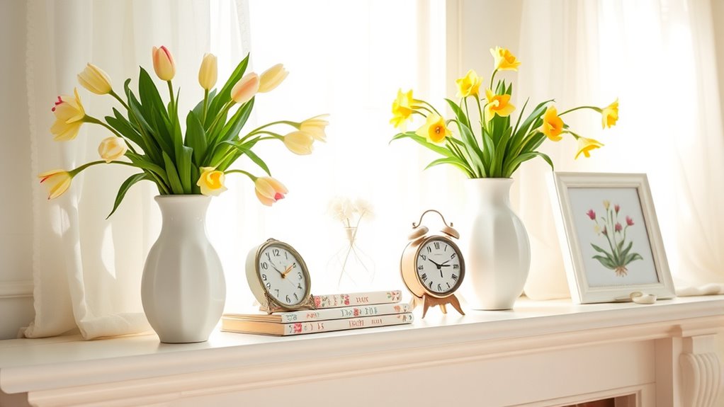 spring mantel decor update