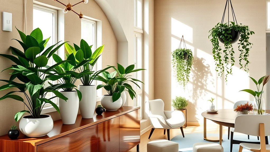 strategic indoor plant arrangement