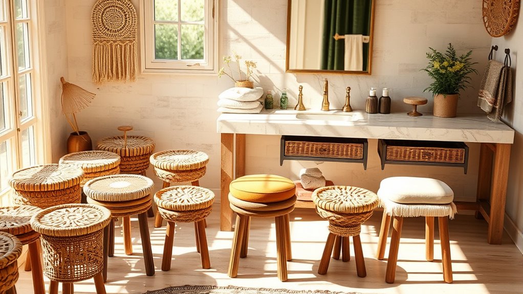 chic boho vanity stools