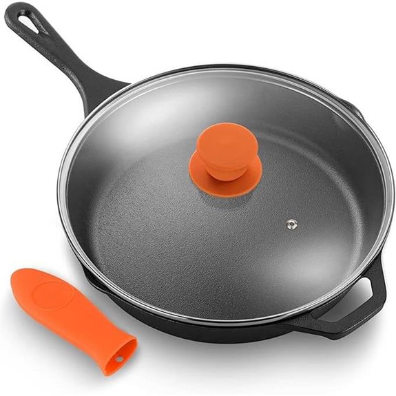 NutriChef 10-Inch Cast Iron Skillet with Lid