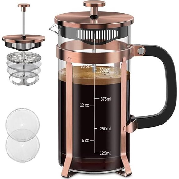 QUQIYSO 21oz Stainless Steel French Press Coffee Maker