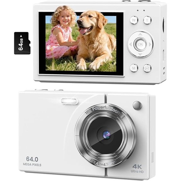 4K Kids Digital Camera with 64GB SD Card