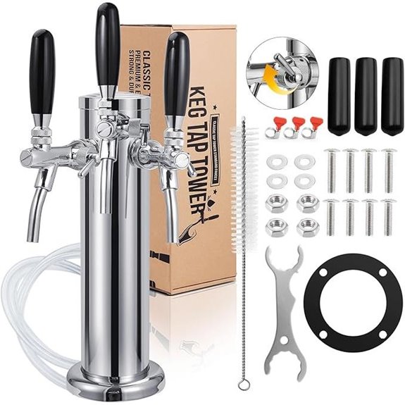 Triple Tap Kegerator Tower with Adjustable Flow