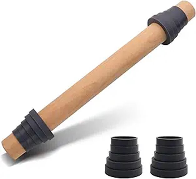 Adjustable 17.5-Inch Wooden Rolling Pin with Rings