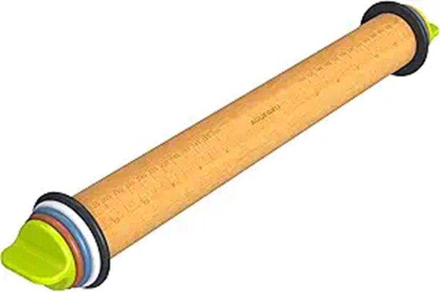 Adjustable Wooden Rolling Pin with Thickness Rings