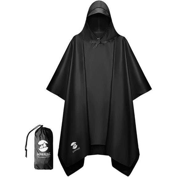 SaphiRose Waterproof Hooded Rain Poncho for Adults