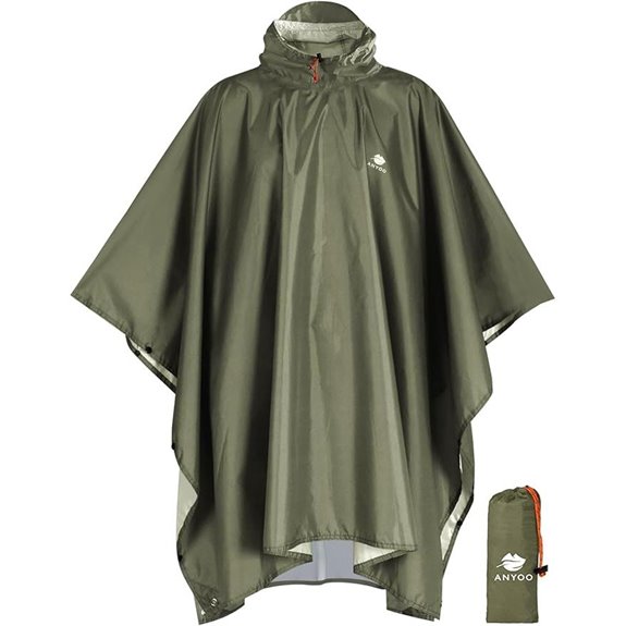 ANYOO Waterproof Hooded Rain Poncho for Adults
