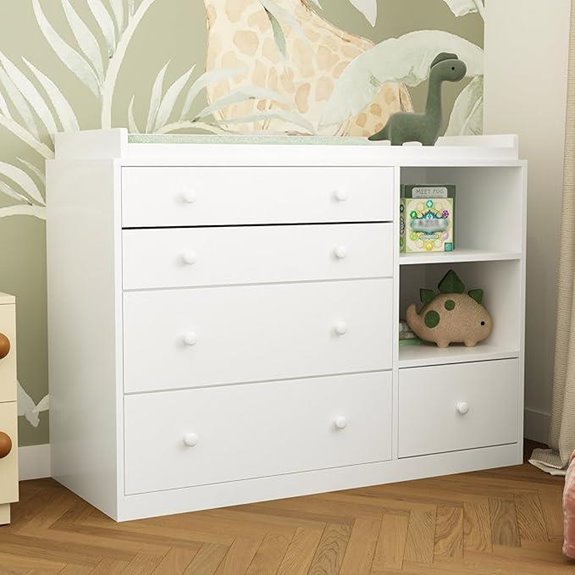 Baby Changing Table Dresser with Shelves and Drawers