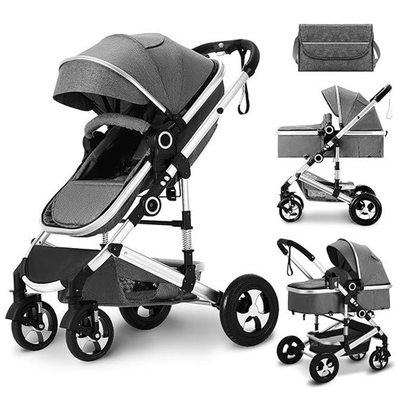 Kinder King 2-in-1 Baby Stroller with Diaper Bag